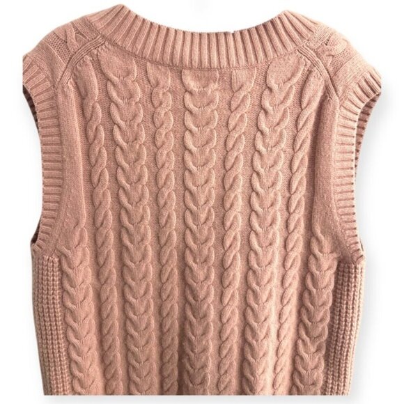 Aritzia Sunday Best MERINO WOOL cable knit Winston dusty pink Sweater Vest Sm - Picture 5 of 9